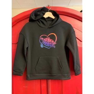 NWOT Kids 8/10 EURO 140 Rainbow Sea Turtle Love Heart Hoodie Sweatshirt NEW CUTE